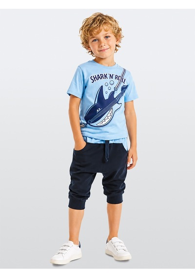Shark'n Roll Erkek Çocuk Yazlık T-shirt Kapri Şort Takım