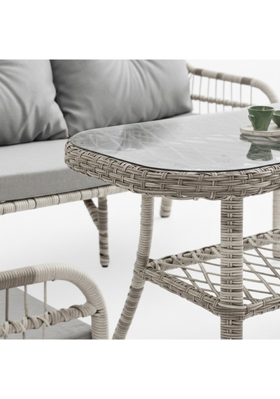 Capri Swing Pisa İkili Rattan Bahçe Balkon Oturma Grubu Beyaz 752