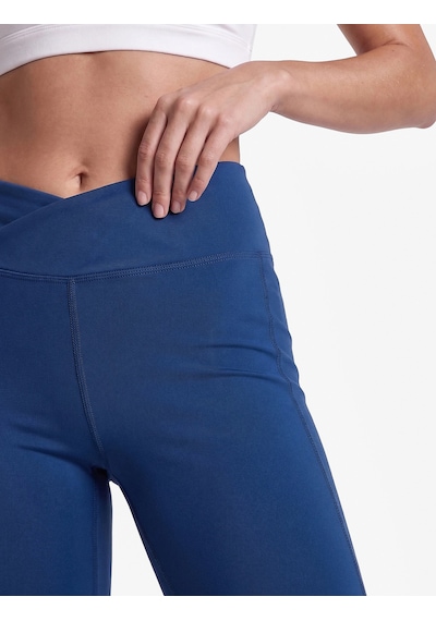Koton Slim Fit Yüksek Bel İspanyol Paça Spor Tayt Lacivert 7wak40103nk