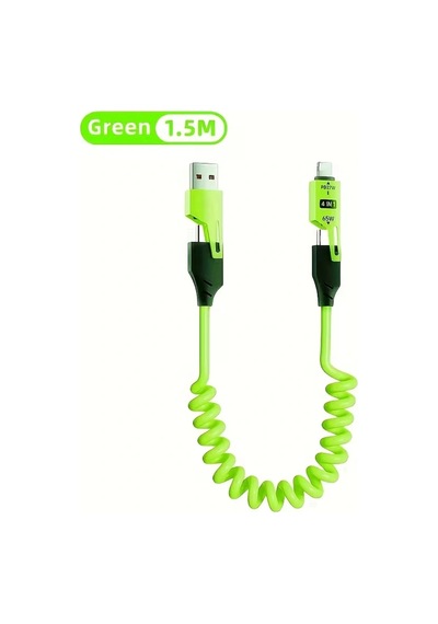 Eıma 4in1 Yaylı Esnek Hızlı Şarj Kablosu Type-c Lightning Micro Usb 65w Pd