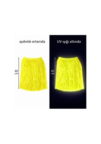 Neon Sarı Hawaii Parti Eteği 40 Cm