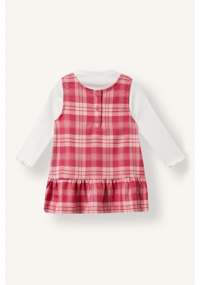 Defacto Pötikareli Fırfırlı Askılı Twill 2li Elbise Kız Bebek I8737a526aupn632 Pembe-pn632