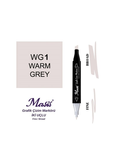 Çift Uçlu Marker Grafik Çizim Kalemi Wg1 Sıcak Gri