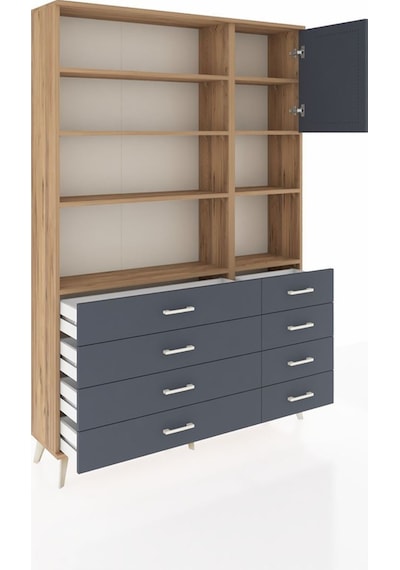 Arges Dolap 8 Raflı 8 Çekmeceli Tek Kapaklı 132x30x195 Çam-antrasit/antrasit Antrasıt/antrasıt Arges Dolap 8 Raflı 8 Çekmeceli Tek Kapaklı 132x30x195 Çam-antrasit/antrasit Antrasıt/antrasıt
