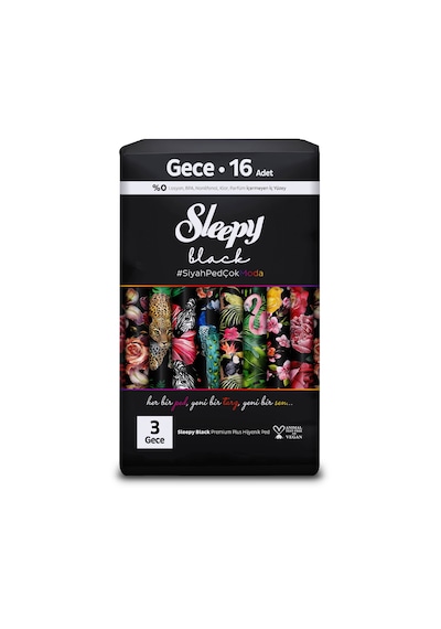 Sleepy Black Premium Plus Hijyenik Ped Gece 16 Adet