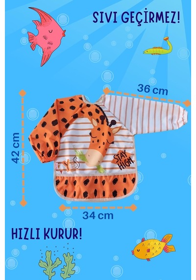 Bebek Uzun Kollu Sıvı Geçirmez Mama Önlük Su Geçirmez Aktivite Önlüğü 6-24 Ay Genel
