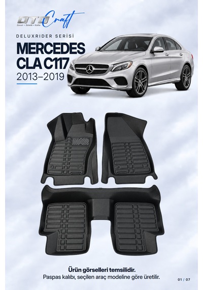 Otocraft Mercedes Cla C117 2013-2019 Araca Özel Deluxrider Lüks Havuzlu Paspas Tam Set 3 Parça
