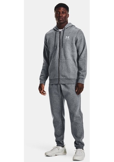 Under Armour Erkek UA Essential Fleece Tam Boy Fermuarlı Kapüşonlu Üst 1373881-012 Gri - Beyaz