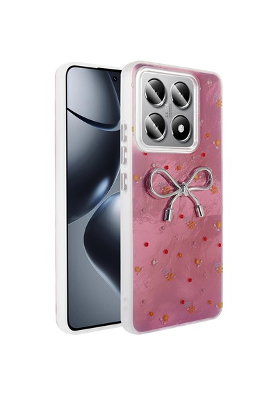 Xiaomi 14t Pro Kılıf Kamera Korumalı Figürlü Zore Ponti Silikon Kapak Açık Pembe
