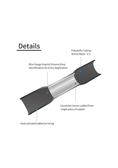 Koodmax - 10 Adet - Bht-3.5 Isıyla Daralan Makaron 35a 2.5-4.0mm² Su Geçirmez Konnektör - Siyah