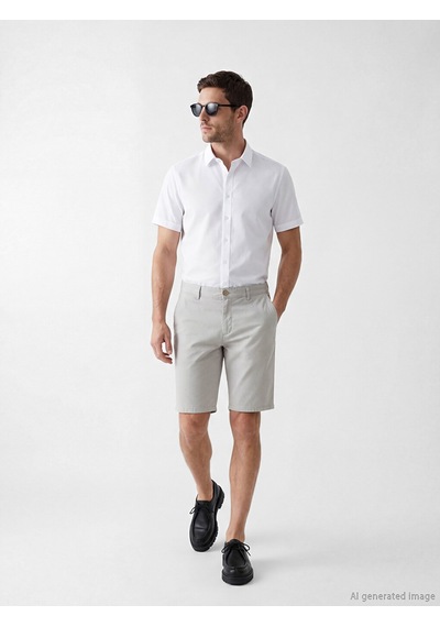 Lcwaıkıkı Classic Gri Standart Kalıp Erkek Gabardin Şort