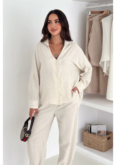 Asprin Fashion Gömlek Pantolon Takım Beyaz Beyaz