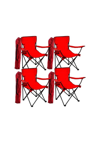 Katlanır Kamp Sandalyesi 4 Ad. Kırmızı