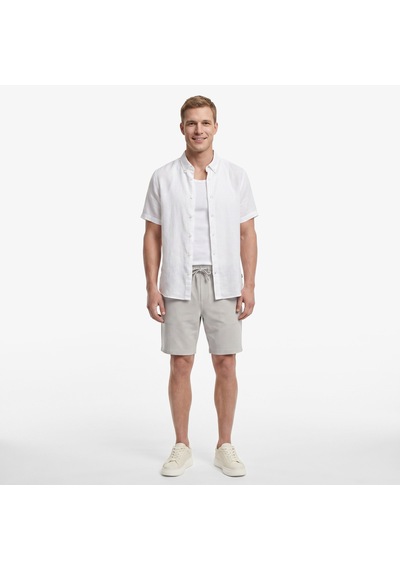 Nautica Erkek Beyaz Regular Fit Kısa Kollu Keten Gömlekdüzw65105t