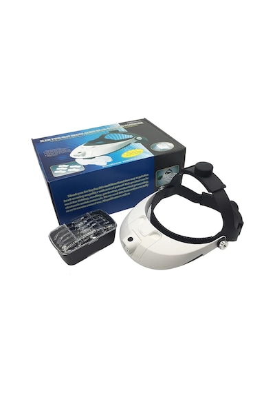 Şapka Tipi Led Işıklı Büyüteç Gözlük 9X Zoom 5 Lens Kafa Lambası