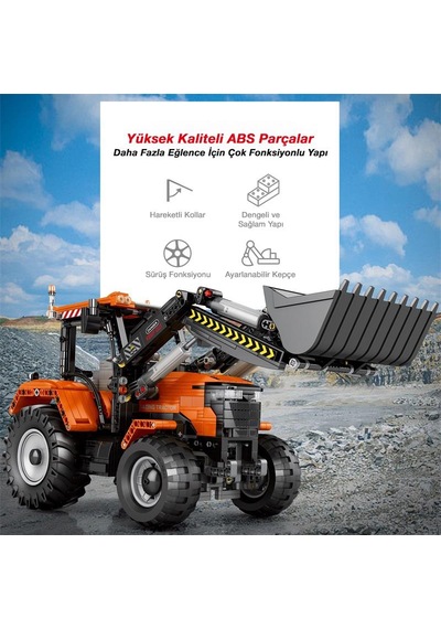 Reobrix Technic 22024 Kepçeli Traktör Loading Tractor Kumanda&motorlu Yaratıcı Yapı Blok Seti Building Blocks- 1496 Parça