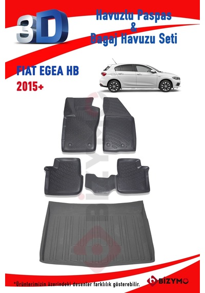 Fiat Egea Hb 2015+ Havuzlu Paspas Ve Bagaj Seti Bizymo Siyah