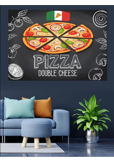 Lezzetli Çift Peynirli Pizza Dekoratif Kanvas - Mdf Ahşap Tablo