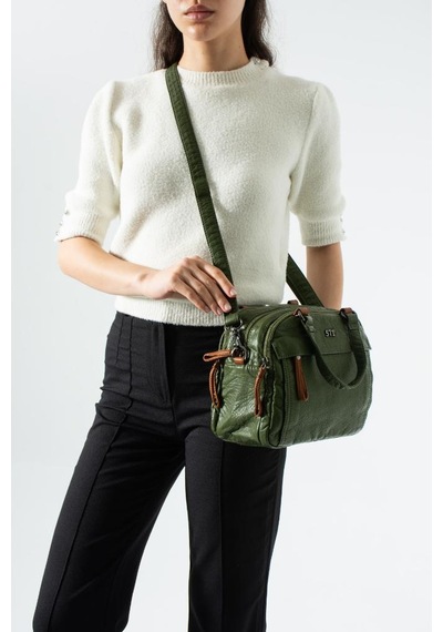 Baginn Retro Vegan Deri Günlük Kadın Postacı Çanta Çapraz Askılı Omuz Çantası Yıkama Suni Deri 27 23 Cm Yeşil
