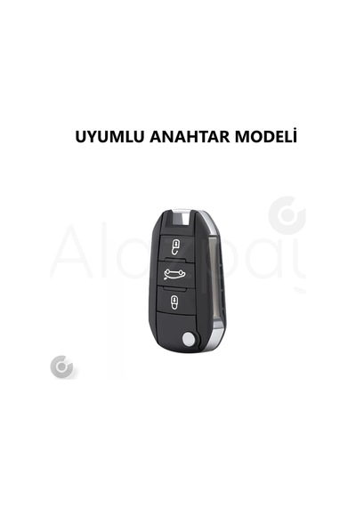 Peugeot 208 301 307 308 508 2008 3008 Partner Van Desenli Silikon Anahtar Kılıfı Kırmızı-siyah