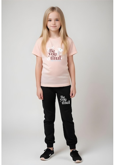 Fyk Kids Kız Çocuk Be You Tiful Baskılı Alt-üst Takım Somon