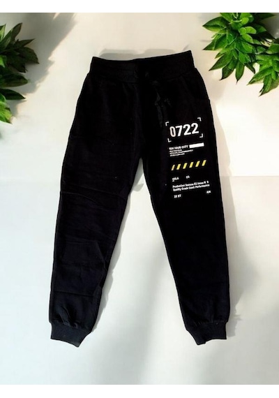Zekids Erkek Çocuk Run Your City Yazılı Eşofman Alt-14208 Siyah