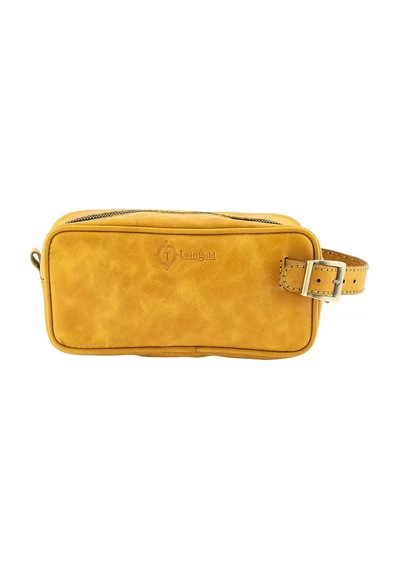 Twingold İsme Özel Dopp Kit Kişisel Bakım Ve Seyahat Çantası - %100 Rainbow Deri - Ac14004 - Hardal Sarısı Hardal