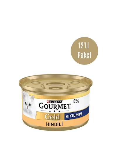 Gold Kıyılmış Hindi Etli Konserve Yetişkin Kedi Maması 12 X 85 G