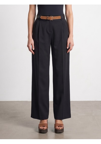 DİLVİN 72715 Kemerli Pileli Pantolon-siyah
