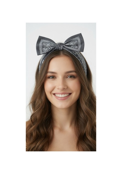 Mollycrush Unisex Gri Şal Desenli Bandana Günlük Saç Aksesuarı, Boyunluk Ve Outdoor Fular Gri