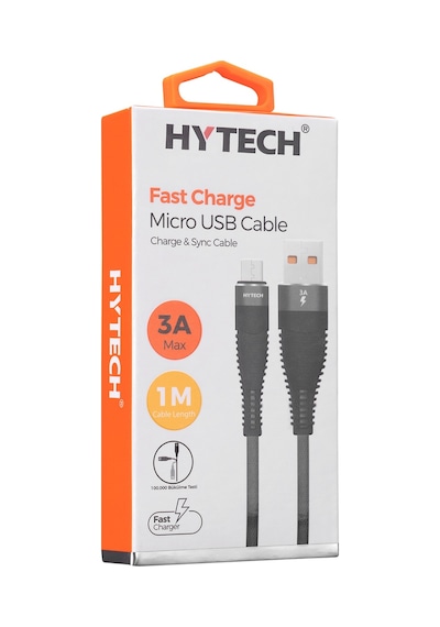 Hytech HY-X225 3A Micro Usb 1 M Gri Data + Sarj Kablosu