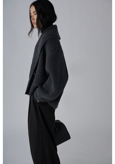 Suud Collection Antrasit Mana Oversize Yün Triko Hırka