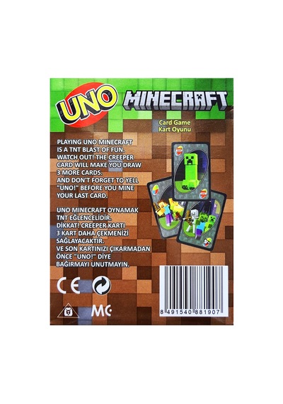 Uno Resimli Minecraft Oyun Kartı Set
