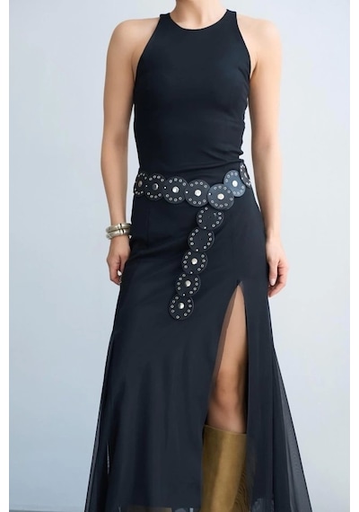 Defymoda Tül Elbise - Siyah Siyah