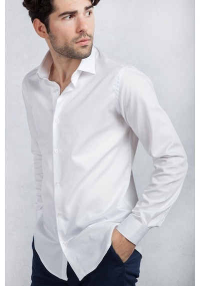 Beyaz Slim Fit Erkek Gömlek Beyaz