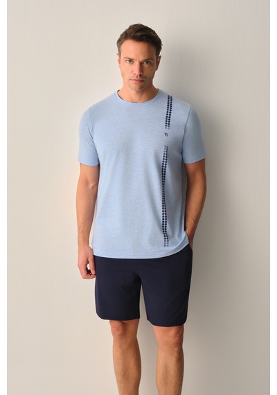Suwen Charles Erkek Şort Pijama Takımı Sh26701663556 Koyu Lacivert