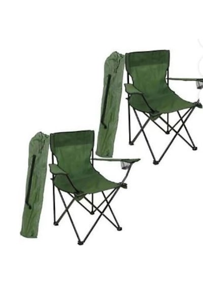 2 Li Set Katlanabilir Yeşil Kamp Sandalyesi Kılıflı Sandalye Rejisör Yeşil