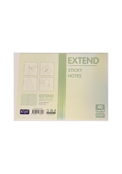 Yapışkanlı Not Kağıdı Extend 96x146mm 2x20 Yaprak Hafif Kareli Yeşil