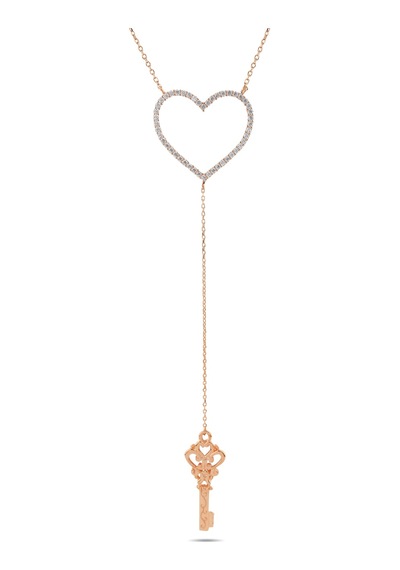 Kuyumcudukkani Zincirli"anahtar Sallantılı Kalp"kolye-37218-r-w Rose Gold