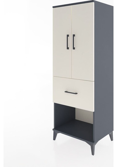 Hyperion Dolap 3 Raflı Tek Çekmeceli 2 Kapaklı 60x44x163 Antrasit-aytaşı Antrasit