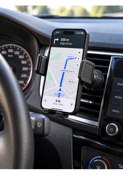 Araba Telefon Tutacağı Klima Menfezine Takılan Sağ Sol Ve Alttan Kavramalı Siyah