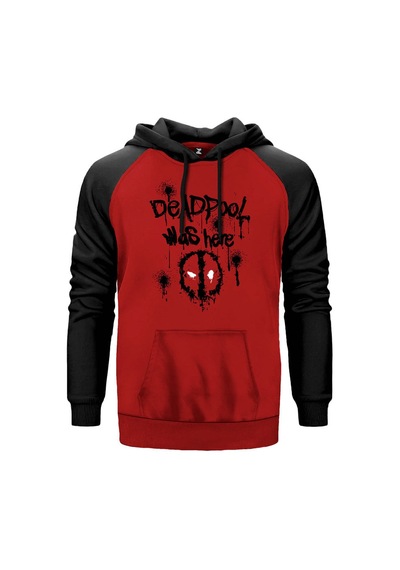 Deadpool Was Here Kırmızı Renk Reglan Kol Sweatshirt