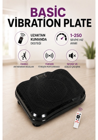 Basic Vibration Plate - Titreşimli Egzersiz Ve Spor Cihazı Siyah