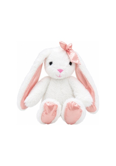Pembe Fiyonklu Beyaz Peluş Tavşan 35 Cm Çok Renkli