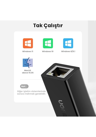 Ugreen Usb 2.0/100mbps Rj45 Ethernet Adaptörü, 20254