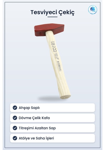 Tesviyeci Çekiç Ahşap Saplı Sıcak Alçaşımlı Dövme Çelik Kafa Meta