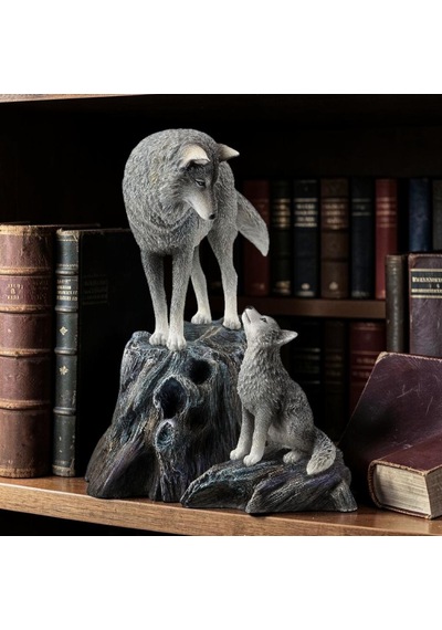 Dekoratif Kurt Ve Yavrusu Biblo Wise Veronese Poliresin Vahşi Yaşam Figürü 24,5 Cm .