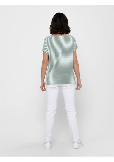 Only Onlmoster Strıpe S/s O-neck Top Jrs Noos Kadın Yeşil Bluz - 15206243