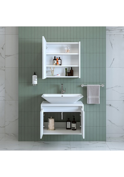 Banos Banyo Roomart Tm7.2 Lavabolu Mat Beyaz Mdf 65 Cm Banyo Dola Mat Beyaz