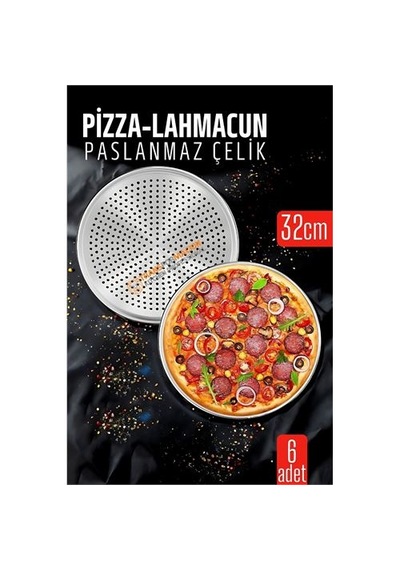 Zenvac 6 Lı Paslanmaz Çelik Pizza-lahmacun Tepsisi Delikli Tasarım İle Mükemmel Pişirme 32 Cm 722228 Zenvac29 Renkli